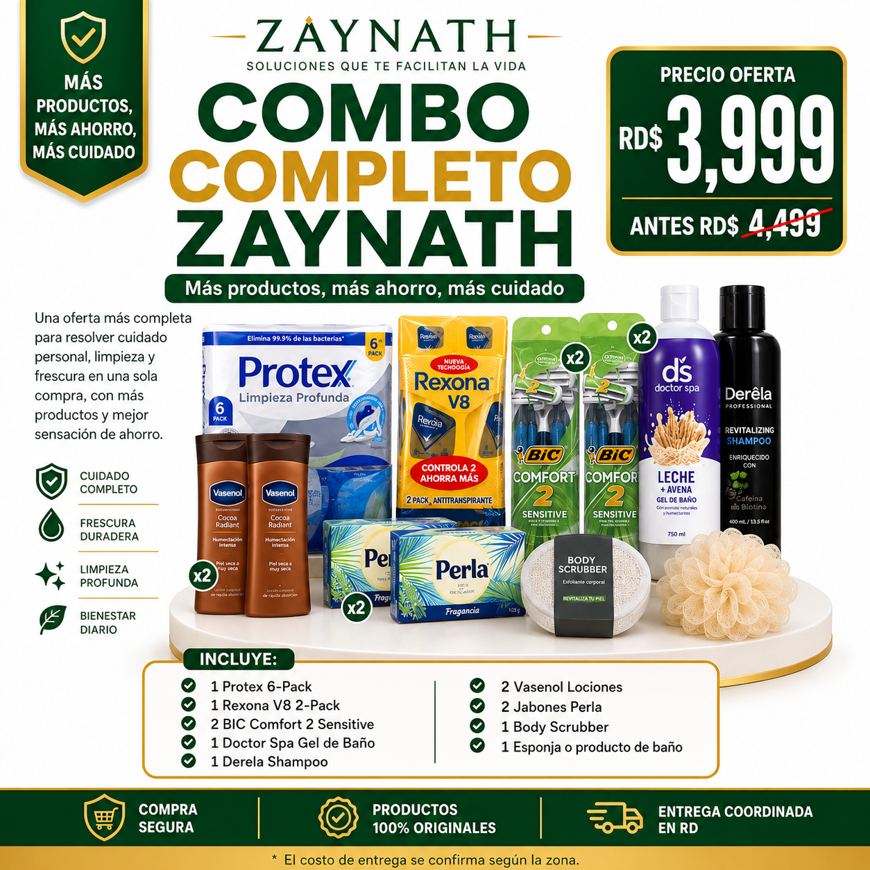 Combo Completo Zaynath más productos más ahorro