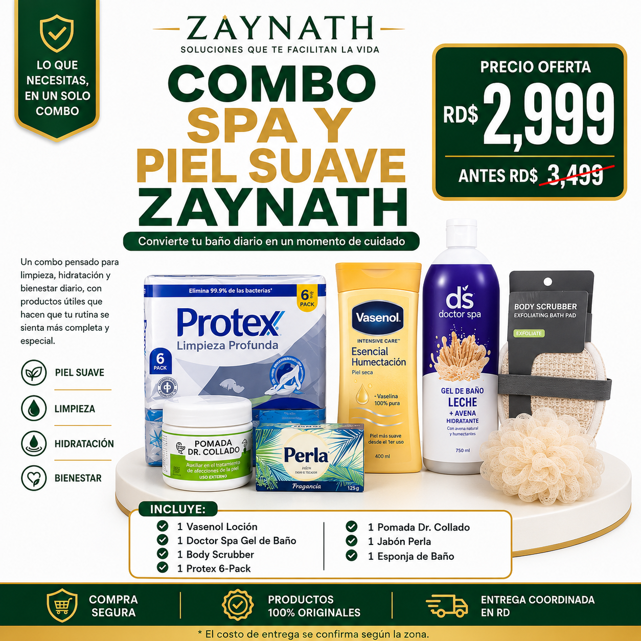 Combo Spa y Piel Suave Zaynath de cuidado corporal